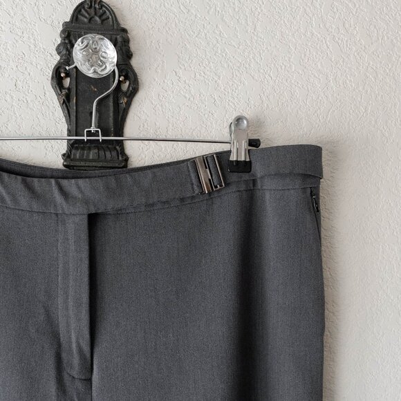 Ralph Lauren Womens Sz 16 Gray Straight Leg Dress Pants Slacks Silver Buckle - Picture 5 of 10
